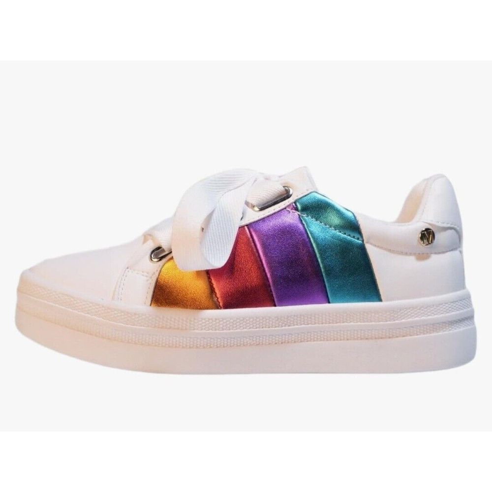 Marquessa Women's Rainbow Stripe Laced Up Fashion Sneakers Size‎ 7 Euc